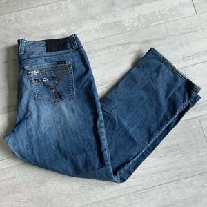 Seven 7 stright leg sequins bling pockets blue jeans size 20